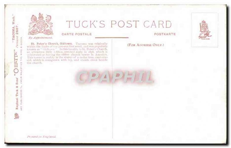 Postcard Old Tacoma Mlash St Peter's Church & # 39s