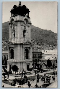 Hidalgo Mexico Postcard Pachuca Building Tower c1910 Posted Antique RPPC Photo