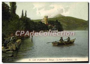 Old Postcard Lake Annecy Duingt From The Port And Chateau