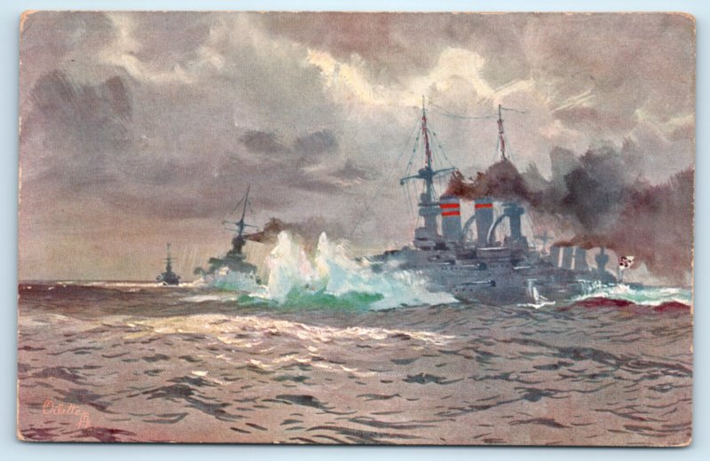 German Battleship Mechlen Postcard