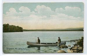 Canoe Canoeing Boating Carry Pond Bingham Maine 1910c postcard