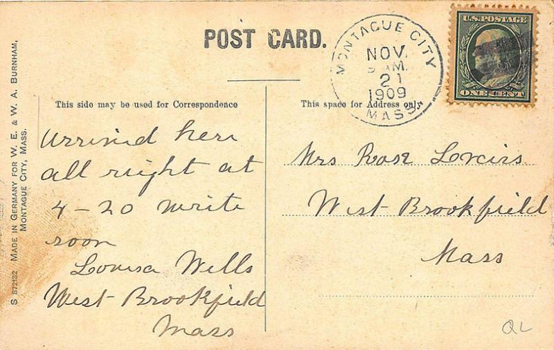 Montague City MA Post Office & Store in 1909 Postcard