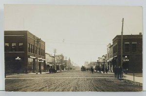 MN Thief River Falls, La Bree Ave Looking South Grain Elevator RPPC Postcard O10