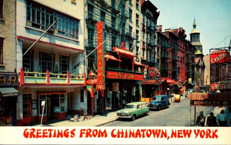 New York City Greetings From Chinatown Showing Mott Street