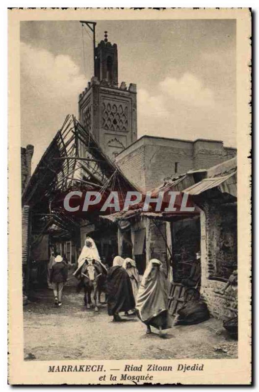 Old Postcard Riad Zitoun Djedid And The Mosque