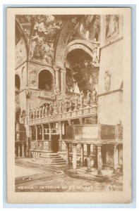 c1920's Venice Italy, Interior Of St. Marks RPPC Photo Unposted Vintage Postcard 