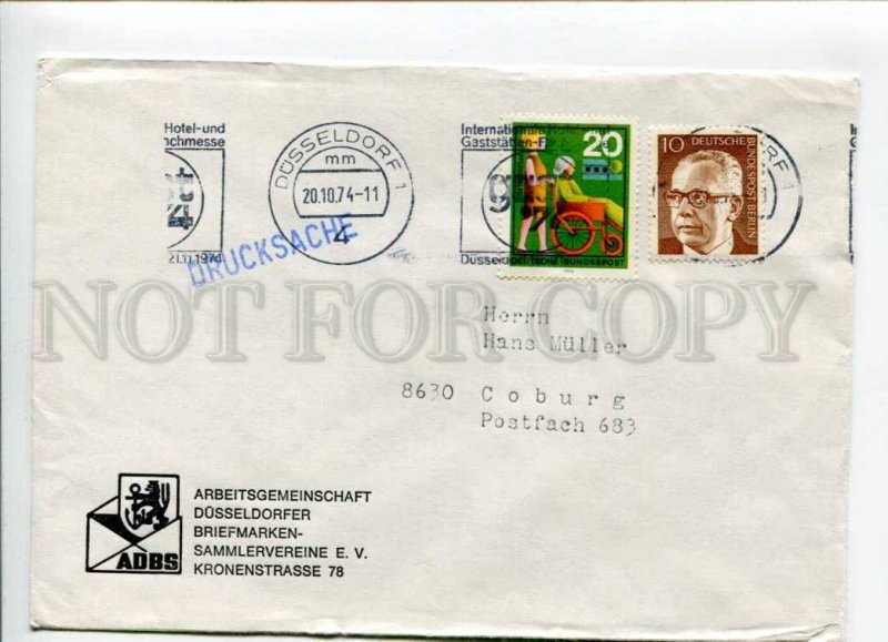 421794 GERMANY 1974 year Dusseldorf Hotel ADVERTISING real posted COVER