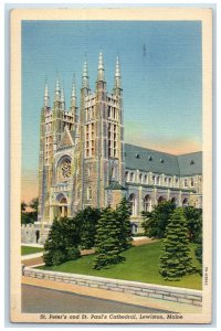 1944 St. Peter's and St. Paul's Cathedral Lewiston Maine ME Posted Postcard
