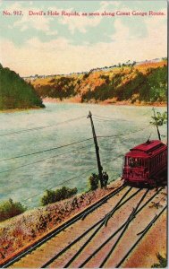 Niagara Falls NY Devil's Hole Rapids Great Gorge Route Tram Trolley Postcard E91