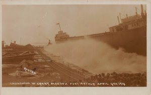 J83/ Ship Postcard RPPC c1910 Port Arthur Canada W Grant Launch 106