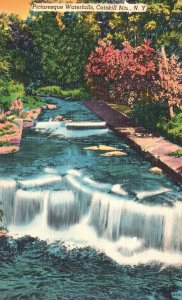 Vintage Postcard 1930's Picturesque Waterfalls Catskill Mountains New York NY