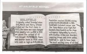 RPPC  GOLDFIELD, NV  Nevada  Giant HISTORY of GOLDFIELD Sign  c1950s   Postcard