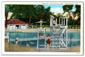 c1920 American Legion Bathing Pool Exterior Building Cedar Rapids Iowa Postcard