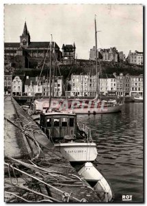 Modern Postcard Granville Church Nore Dame View of the Port Boat