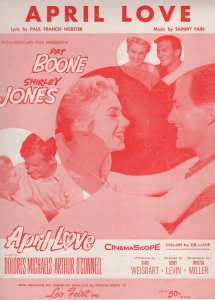 Pat Boone Shirley Jones April Love Rare Alt Cover XL Sheet Music