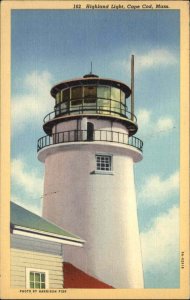 Cape Cod Massachusetts MA Lighthouse Linen 1930s-50s Linen Postcard
