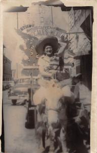 D79/ Nogales Mexico Foreign Real Photo RPPC Postcard c1950s Woman Horse Hat