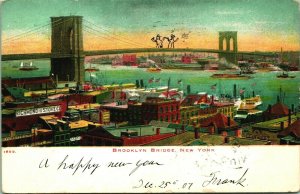 Brooklyn Bridge Richmond Stove Co New York NY NYC 1907 UDB Postcard E6