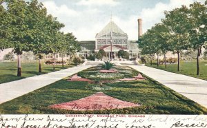 Vintage Postcard 1907 View of Conservatory Douglas Park Chicago Illinois ILL