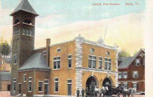CENTRAL FIRE STATION BARRE VERMONT POSTCARD (c. 1910)