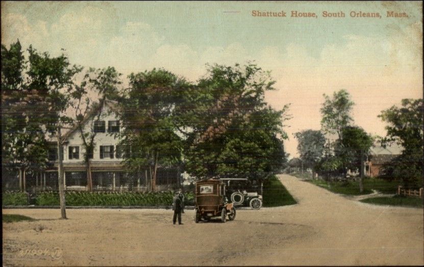 South Orleans Cape Cod MA Shattuck House & Street View c1910 Postcard