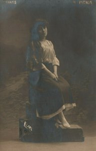 Vintage Postcard 1907 RPPC Eyreams Mignom Klarl Woman Sitting for Portrait