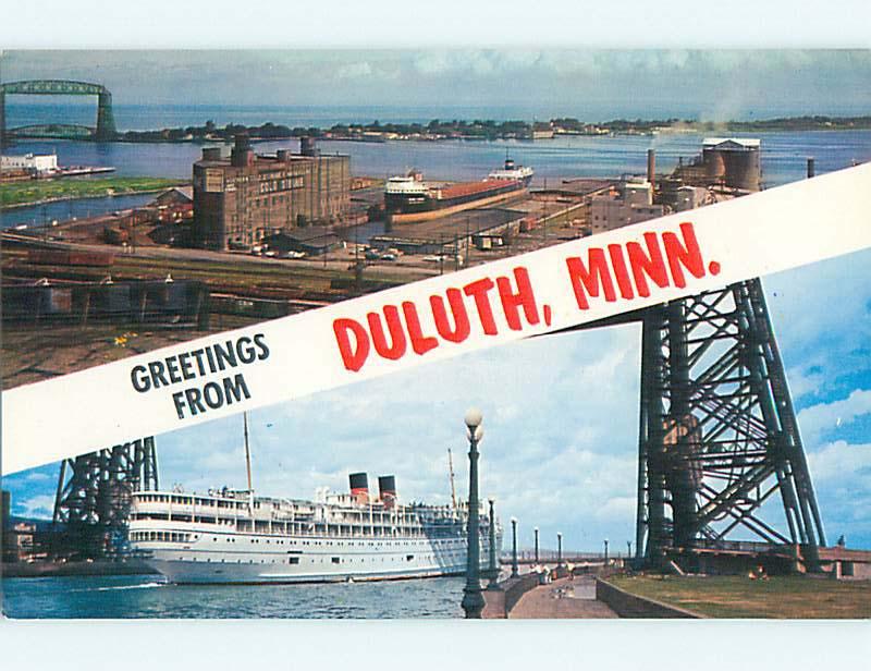 Unused Pre-1980 GREETINGS - TWO VIEWS OF CITY Duluth Minnesota MN t4148-19