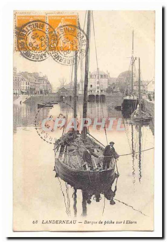 Landerneau Old Postcard Boat fishing on & # 39lorn