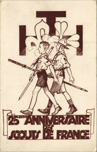 PC SCOUTING, 25EME ANNIVERSAIRE DES SCOUTS DE FRANCE, Vintage Postcard (b28466)