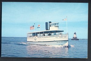 Fall River, Massachusetts/MA Postcard, FR Line Steamer, Borden Flats Lighthouse