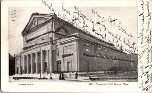 Symphony Hall Boston MA, Glitter Accents Undivided Back Vintage Postcard L73 