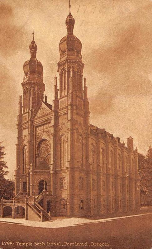 PORTLAND, OR Oregon    TEMPLE BETH ISRAEL     c1910's Sepia Postcard