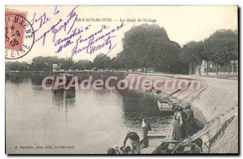 Old Postcard Bry Sur Marne Quai De Halage