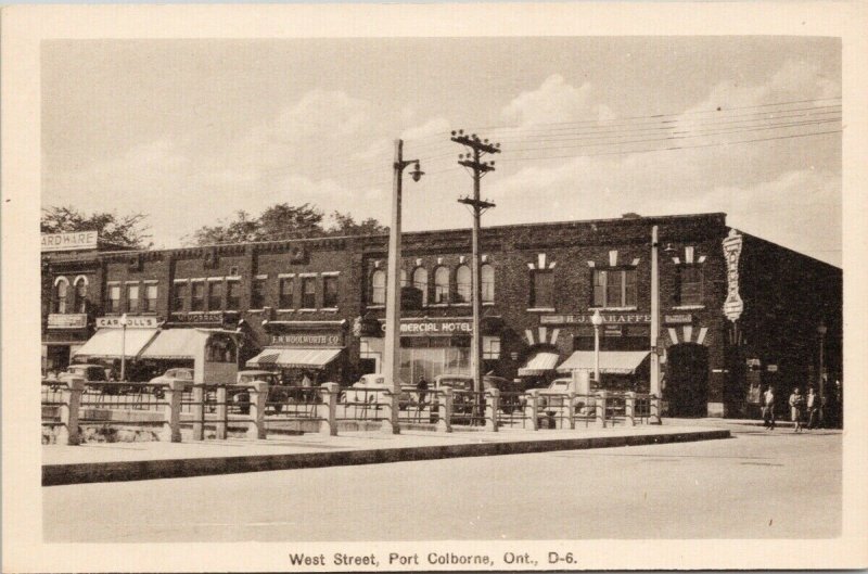 West Street Port Colborne Ontario Commercial Hotel Woolworth Peco Postcard E65