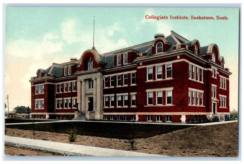 c1910 College Institute Saskatoon Saskatchewan Canada Antique Postcard