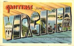 Greetings From Virginia, USA Large Letter Town Writing on back close to perfe...