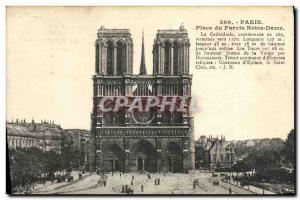 Old Postcard Paris Place du Parvis Notre Dame