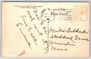 Vintage Maine Postcard -  Golf Course 14th Green Mansion  Poland Spring  1937