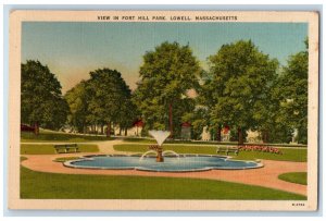 c1910's View In Fort Hill Park Fountain Lowell Massachusetts MA Antique Postcard