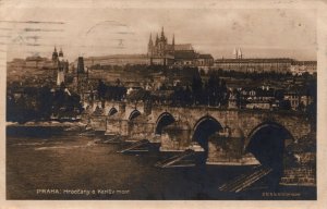 Czech Republic Prague Praha Hradcany a Karluv Most Vintage RPPC 08.72