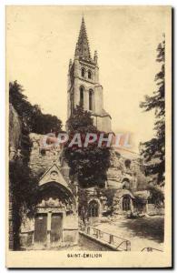 Postcard Old Saint Emilion General View of the underground & # 39eglise and s...