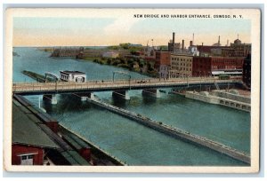 c1940's New Bridge and Harbor Entrance Oswego New York NY Vintage Postcard 