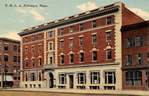 Pittsfield Massachusetts~YMCA Building~Man on Corner~1910 Postcard 