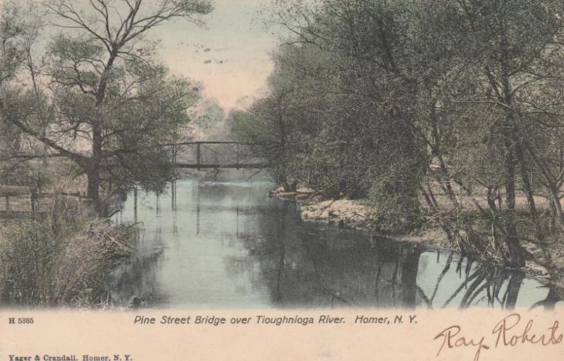 Pine Street Bridge over Tioughnioga River - Homer NY, New York - pm 1907 - UDB