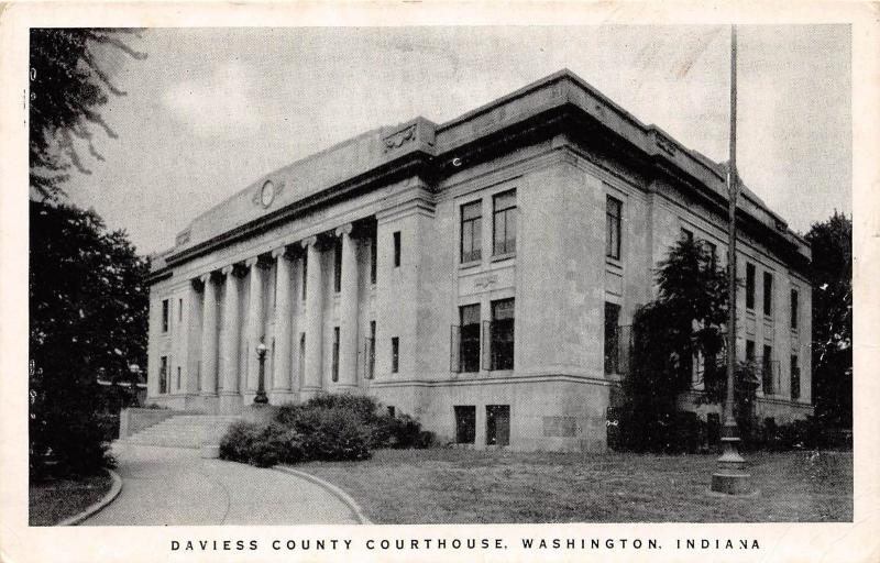 B78/ Washington Indiana In Postcard c1940s Daviess County Court House