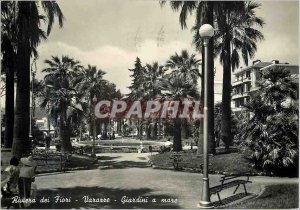 Modern Postcard Riviera Varazze Gardens Flowers in the Sea