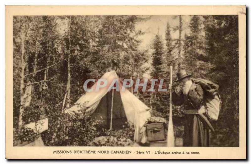 Old Postcard Canadian extreme north of the Missions bishop arrives at his ten...
