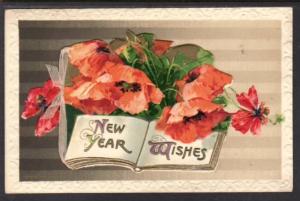 New Year Wishes,Holly Postcard 