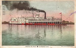 Jo Packet Line Steamship, Steamer St Paul, 1909 PM, Manz Colortypes
