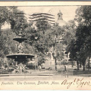 1905 UDB Boston MA Brewer Fountain Common Postcard Kate Riester Wheeling WV A117